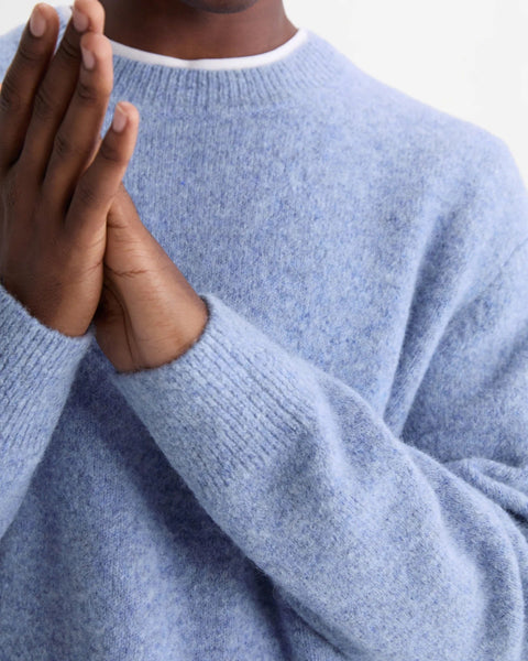 Wax Wilde Fluffy Wool Crewneck Sweater - Pale Blue - nineNORTH