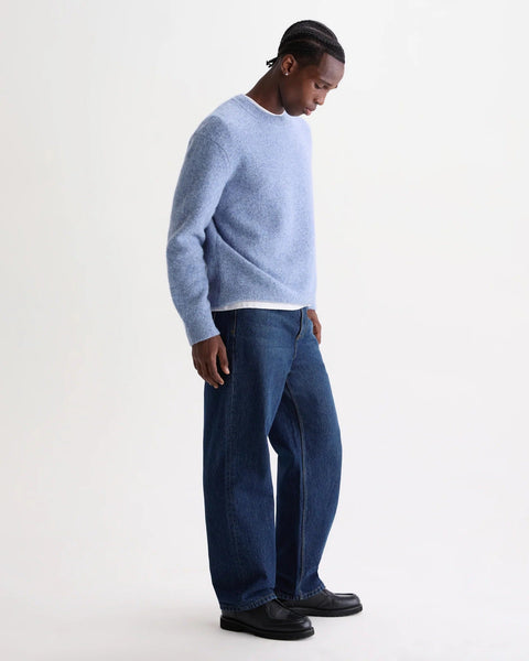 Wax Wilde Fluffy Wool Crewneck Sweater - Pale Blue - nineNORTH