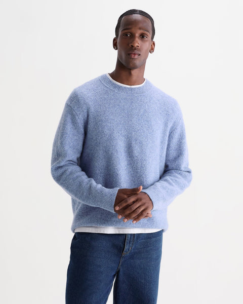 Wax Wilde Fluffy Wool Crewneck Sweater - Pale Blue - nineNORTH