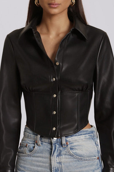 Avec Les Filles Faux-Ever Leather Corset Shirt - nineNORTH | Men's & Women's Clothing Boutique