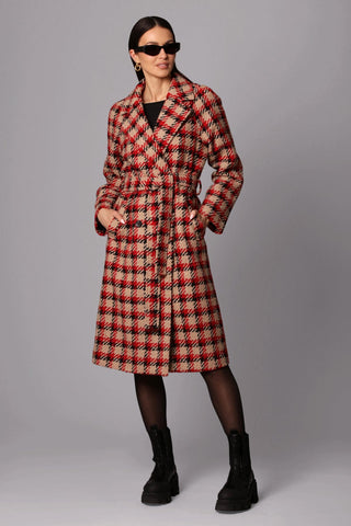 Avec Les Filles Plaid Jacquard Belted Walker Coat - nineNORTH | Men's & Women's Clothing Boutique