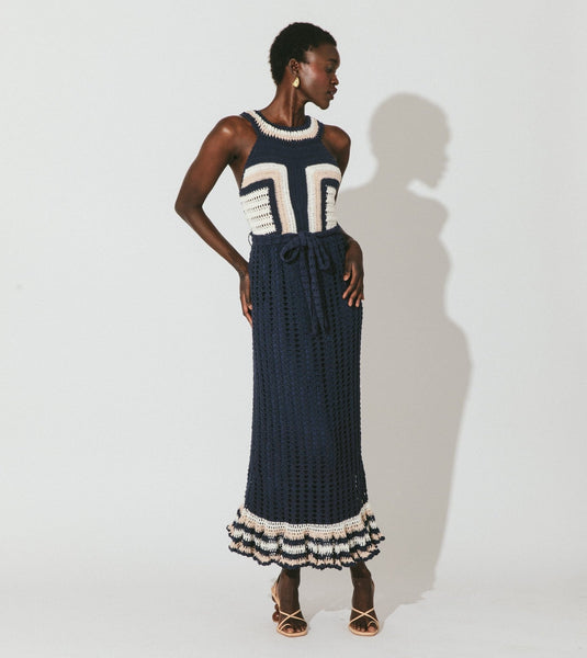 Cleobella Drew Hand Crochet Midi Dress / Navy & Ivory - nineNORTH | Men's & Women's Clothing Boutique