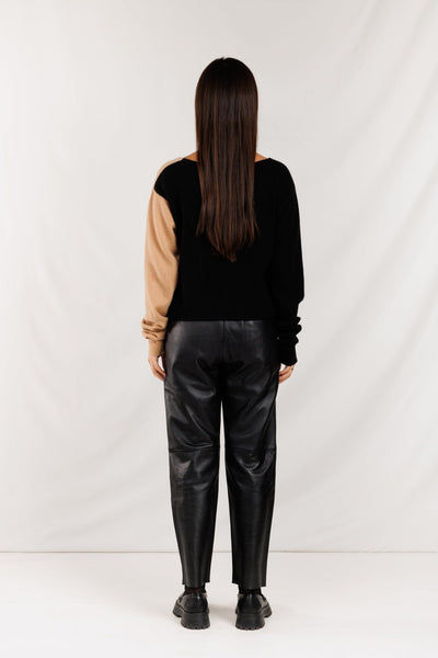 CRUSH. Cashmere Wave Crop Cardi / Black & Camel-nineNORTH | Men's & Women's Clothing Boutique
