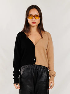 CRUSH. Cashmere Wave Crop Cardi / Black & Camel-nineNORTH | Men's & Women's Clothing Boutique