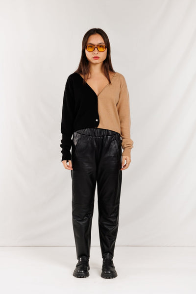 CRUSH. Cashmere Wave Crop Cardi / Black & Camel-nineNORTH | Men's & Women's Clothing Boutique