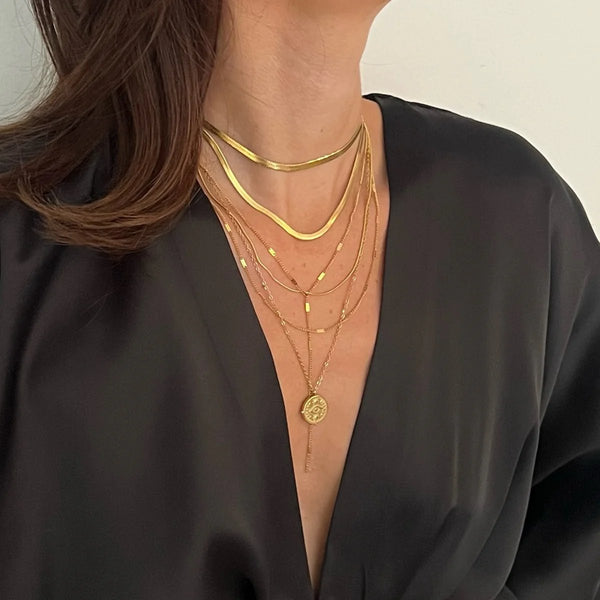 Ellie Vail - Nic Herringbone Chain Choker Necklace-nineNORTH | Men's & Women's Clothing Boutique