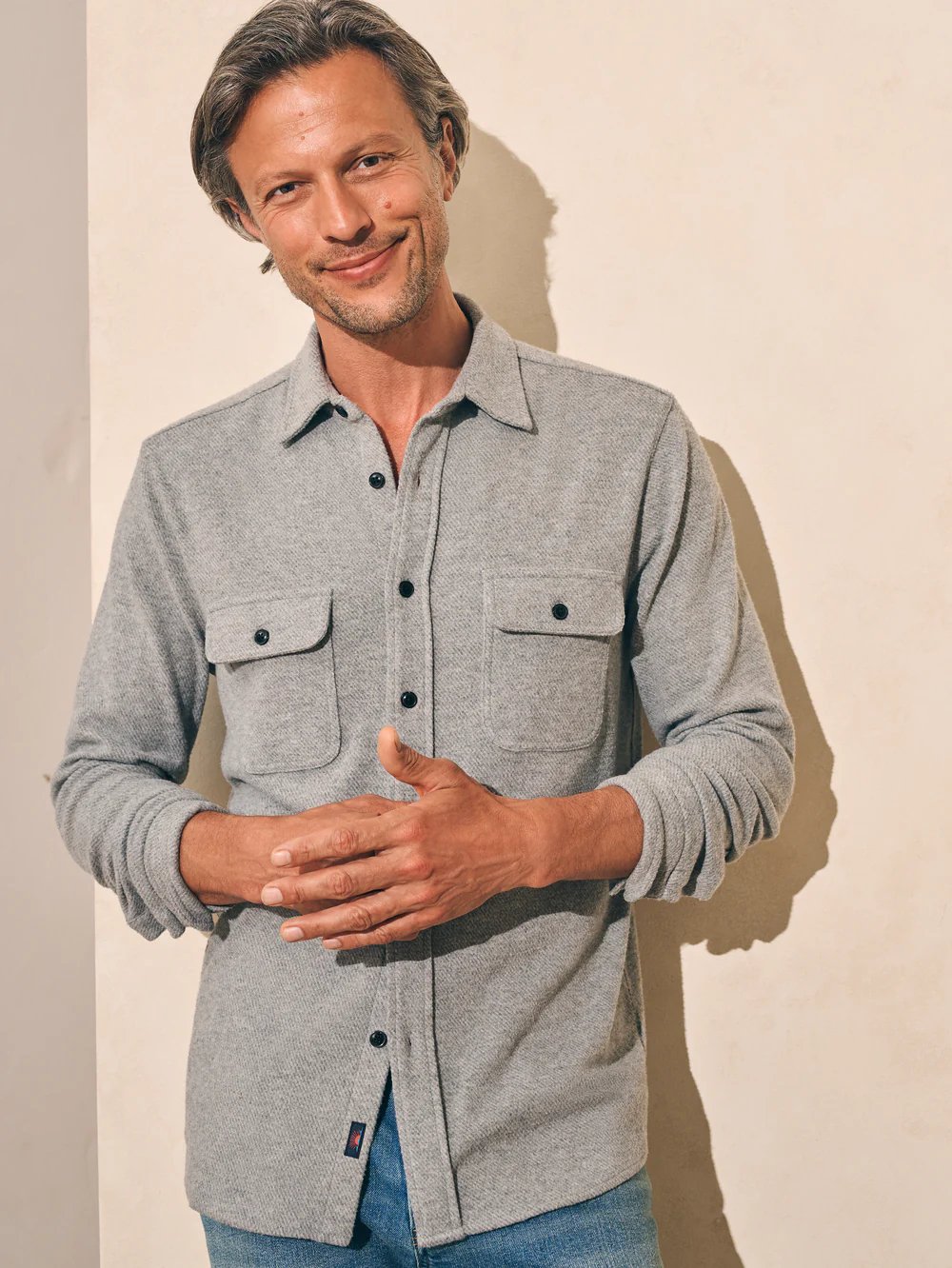 Faherty Legend Sweater Shirt / Fossil Grey Twill-nineNORTH | Men's & Women's Clothing Boutique
