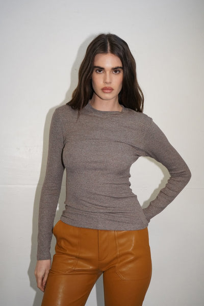 LNA Dalston Ribbed Long Sleeve / Rocky Road Brown-nineNORTH | Men's & Women's Clothing Boutique