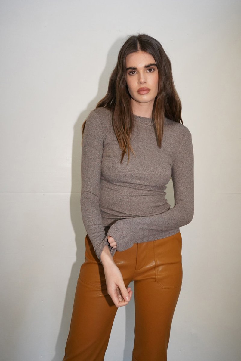 LNA Dalston Ribbed Long Sleeve / Rocky Road Brown-nineNORTH | Men's & Women's Clothing Boutique