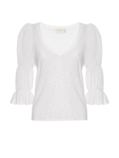 Nation LTD Katana Tiered Sleeve V-Neck Tee / White-nineNORTH | Men's & Women's Clothing Boutique