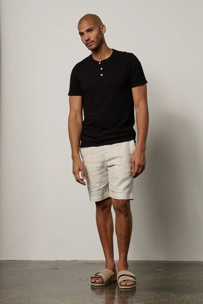 Velvet Lionel Linen Cotton Jersey Henley / Black-nineNORTH | Men's & Women's Clothing Boutique