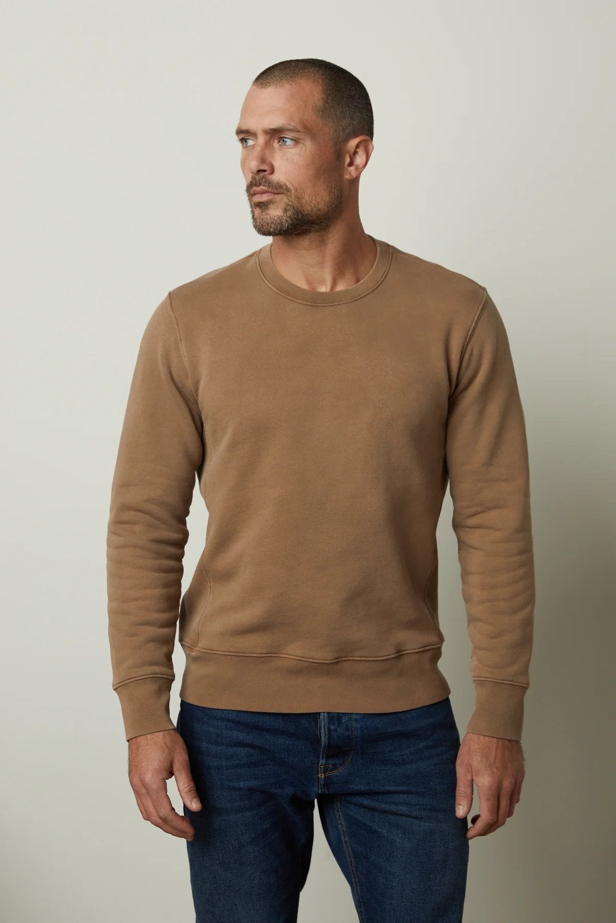 Velvet Matts Crew Neck Sweatshirt / Camel-nineNORTH | Men's & Women's Clothing Boutique